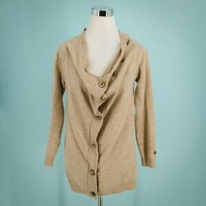 The North Face Size Small S Beige Wool Adjustable Button Long Sleeve Cardigan